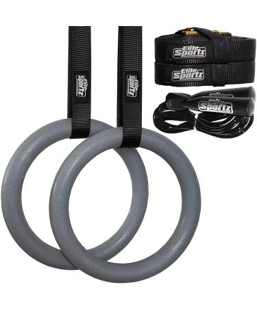 Elite Sportz Gymnastic Rings - Exercise Ring Set for Total Body Strength Training & Pull Ups w/Secure Buckles & Straps - 2 Non Slip Olympic Rings, Indoor Workout Equipment for Kids & Adults