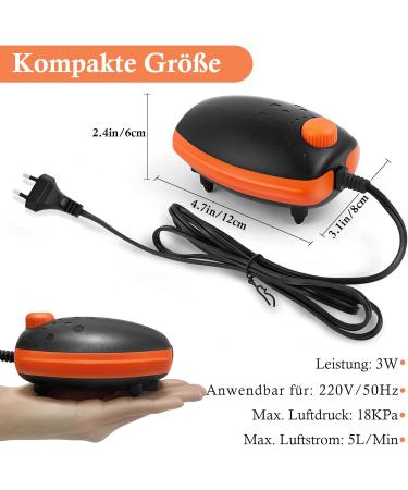 FEDOUR 3W Quiet Aquarium Air Pump - 300L/H Aerator for Aquariums up to 450L | Powerful Oxygen Pump with All Accessories - International Shipping Available - Buy Online on GoSupps.com