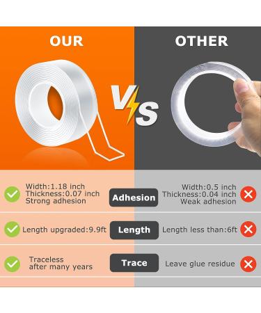 MS WGO Double Sided Tape-Heavy Duty Mounting Tape 1.18in x 9.85ft Nano Double Sided Mounting Tape Transparent Poster Tape Double Sided Tape for Walls Office Outdoor Carpet Home - Buy Online on GoSupps.com