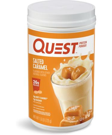 Quest Nutrition Vanilla Milkshake Protein Powder 24g of Protein 1g of Sugar 1.6 Pound 23 Servings & Salted Caramel Protein Powder 26g Protein 1g Sugar Low Carb Gluten Free - Buy Online on GoSupps.com