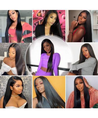 SUNKASA Brazilian Virgin Human Hair Lace Front Wig for Black Women - 22 Inch Straight Lace Closure Wig 150% Density with Baby Hair, Natural Color - Pre Plucked for a Seamless Look - Buy Online on GoSupps.com