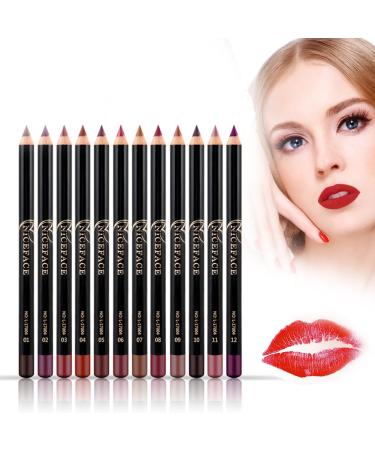 Lip Liner Pencil Set 12 pcs/Set Long Lasting Matte Waterproof Lipliner Pen Set with 12 Colors Define Lips for a Fuller Look