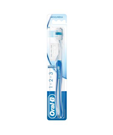 Oral-B 1 2 3 Indicator Short Head Toothbrush 35 Medium Pack of 1 Blue 1 count (Pack of 1)