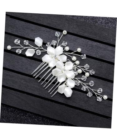 minkissy Wedding Headpiece Bridal Headdress wedding headgear rhinestones pearl flower comb white accessories Pearl Rhinestone Hair Comb Wedding dress Wedding Hair Comb - Buy Online on GoSupps.com
