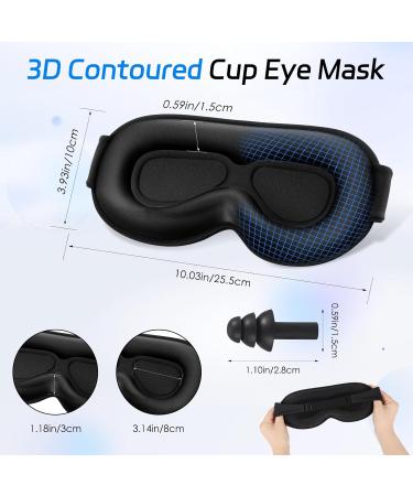 3D Deep Contoured Cup Sleep Mask | 99% Light Block | Adjustable Zero Pressure Blindfold for Eyelash Extensions | Breathable Sleeping Mask for Men & Women (Black - Buy Online on GoSupps.com