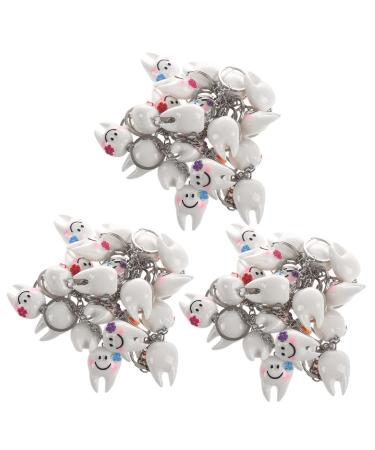 60 Pieces Keychain Keyring Hanging Tooth Shape Sweet Dental Gift