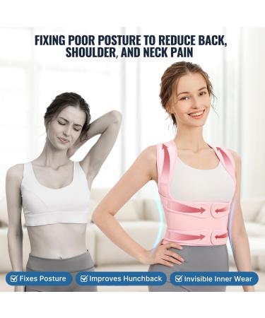 Fit Geno Back Brace Posture Corrector for Women - Adjustable Full Back Support & Pain Relief for Scoliosis Hunchback & Thoracic Issues - Small Pink - Buy Online on GoSupps.com