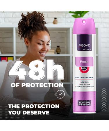 Above Fresh Spray Deodorant for Women - 48hr Antiperspirant Dry Spray - No White Marks - Cruelty-Free - Pack of 4 (3.17 oz each) - Buy Online on GoSupps.com