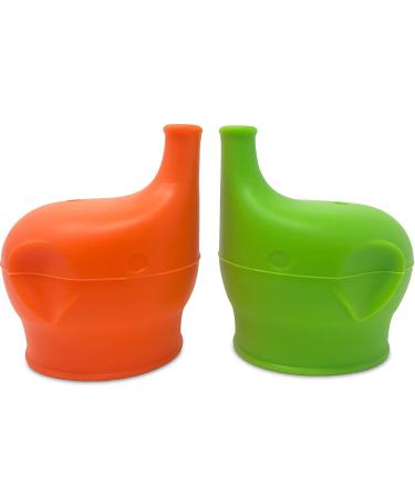MYINNI Silicone Sippy Cup Lids - 2 pcs Non-Plastic BPA Free Transitioning Stretch Lids | No Leaks, Spill Proof, Reusable - Green/Orange - Buy Online on GoSupps.com