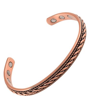 Copper Magnetic Bracelet Effective for Men and Women High Power Magnets Adjustable Bracelet Bangle Waves Small - Wrist Size 6.5" - 7"