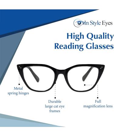 Stylish Full-Rimmed Cat Eye Reading Glasses - Non-Prescription Classic 1.0x Magnification Lens - International Shipping Available - Buy Online on GoSupps.com