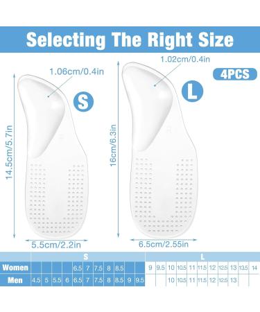 Plantar Fasciitis Relief Insoles - 2 Pairs Self-Adhesive Arch Support for Flat Feet - Pain Relief for Men & Women (Clear 5.7x2.2 inch - Buy Online on GoSupps.com