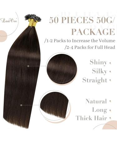LAAVOO Bonding Extensions | Real Hair Keratin U-Tip Remy Extensions 1g/S Hot Fusion - 50g 60cm - Brown #2 - Buy Online on GoSupps.com