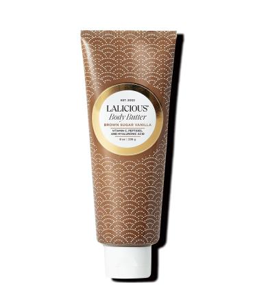 LALICIOUS Brown Sugar Vanilla Body Butter - Hydrating Body Moisturizer with Shea Butter Cucumber Extract & Apricot Oil No Parabens (8 Ounces)