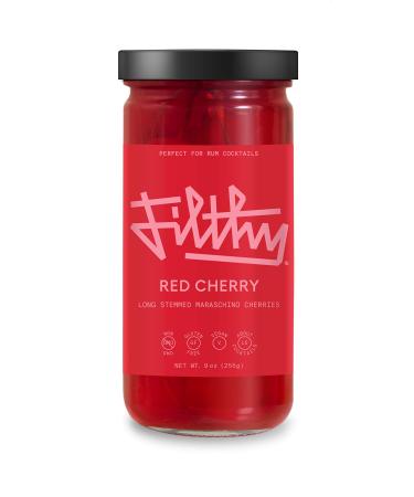 Filthy Red Maraschino Cherries - Premium Cocktail Cherry Garnish - Non-GMO, Vegan & Gluten Free - 9oz Jar, 15 Long Stemmed Cherries - Buy Online on GoSupps.com