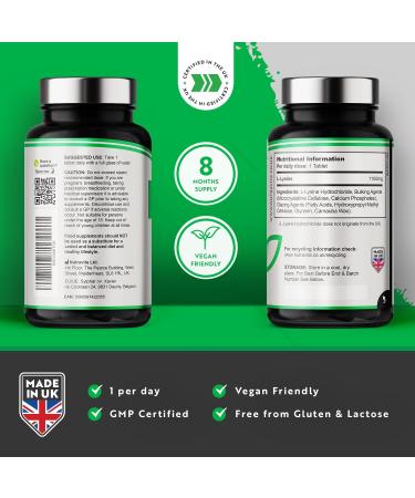 L-Lysine 1100mg High Strength - 240 Vegan & Gluten Free Tablets | Cold Sore Treatment & Essential Amino Acid Supplement | Made in The UK by Nutravita - Buy Online on GoSupps.com