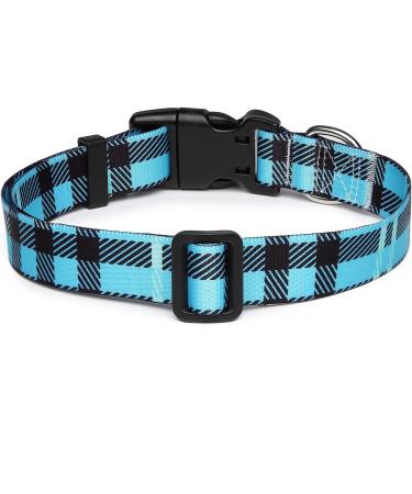 Suredoo Adjustable Soft Nylon Dog Collar - Comfortable Blue Checkered Design for Small & Medium Dogs (M: 33-55 cm) - Buy Online on GoSupps.com