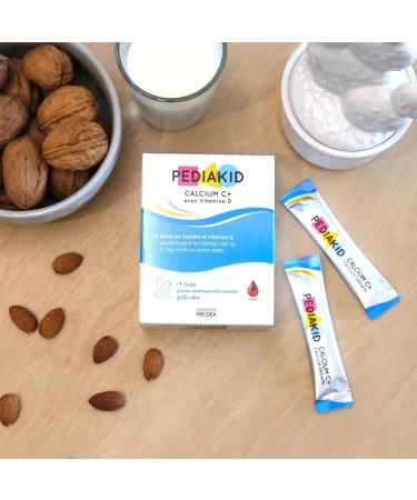 PEDIAKID - Calcium C+ and Vitamin D - Natural Food Supplement - Covers 100% of RDA in Calcium - Maintenance of bone and dental capital - Cola taste - Sticks of orodispersible powder - Pack of 3 - Buy Online on GoSupps.com
