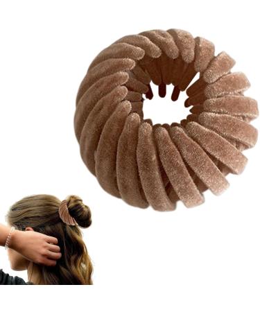 Magic Hair Clips - Bird Nest Ponytail Holder Lazy Hair Bun Maker | Bird Nest Velvet Magic Hair Clip Three Rows Teeth Styling Supplies for Making Ponytail Bun Long Short Curly Straight Hair Khaki - Buy Online on GoSupps.com