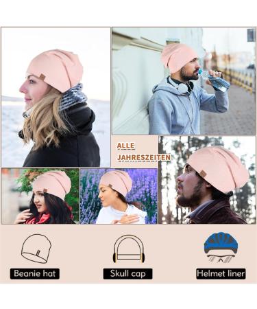 Yaniky Cotton Slouch Beanie Hat for Men & Women - Soft Thin Windproof Chemo Hat in Pink | All-Season Jersey Long Beanie - Buy Online on GoSupps.com
