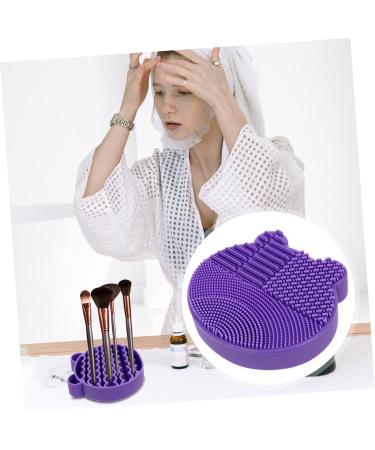2-in-1 Silicone Makeup Brush Cleaner Pad & Storage Holder - Easy Brush Cleaning Mat (11x10cm Purple) | International Shipping Available - Buy Online on GoSupps.com