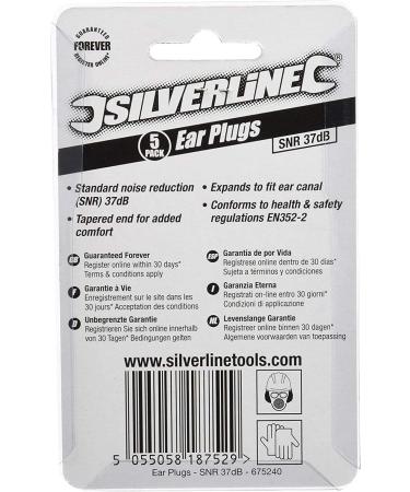 Buy Silverline 675240 Earplugs (SNR 37 dB) - 5 Pairs | International Shipping Available - Buy Online on GoSupps.com