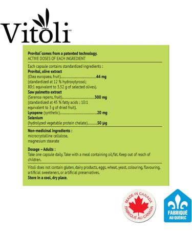 Vitoli - Prostate - healh for Men 30 Capsules - Helps to support prostate health and reduce symptoms of inflammation - Formulated & Made in Canada - Buy Online on GoSupps.com