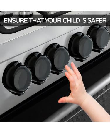 Child Protection Stove Turning Buttons - 8 Pack Safety Covers for Ovens & Gas Stoves | Kitchen Child Safety (Black) - Buy Online on GoSupps.com