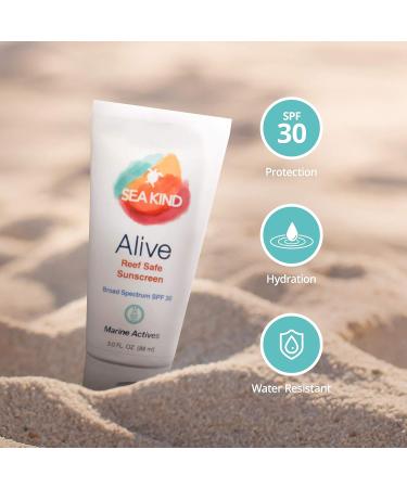 Sea Kind Alive SPF30 Biodegradable Sunscreen Lotion - 3 Oz | Natural Skin Care Sunscreen - Buy Online on GoSupps.com