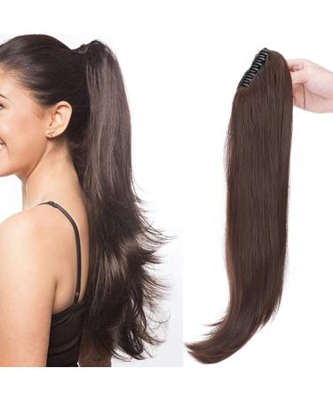 Ponytail extension ponytail braid with clip hair parts hair extension hair pussy hair heat-resistant micro-wavy like real hair 22 "(55cm) medium brown 55 cm medium brown
