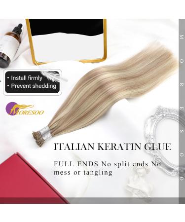 Moresoo Real Hair Extensions - 45cm Light Brown Keratin I-Tip Extensions | #9A/60 Silky 50s/40g 18 Inch - Buy Online on GoSupps.com