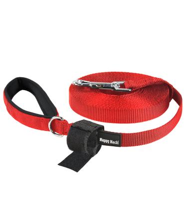 Pettom drag line for dogs 6m/10m/15m robust dog leash - practice leash with padded handle training line cross -country sline durable nylon practice lines red 15m red 15m
