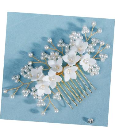 Housoutil Bridal Comb Hair Gems for Women Bridal Hair Side Comb Bride Hair Accessory Bridal Flower Hair Comb Bride Headpiece Hair Accessories for Women Pearl Beautiful Miss Ceramic Flower - Buy Online on GoSupps.com