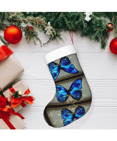 Buy Ffexs Merry Christmas Velvet Socks - Blue Butterfly Design | One Size Holiday Gift - Buy Online on GoSupps.com