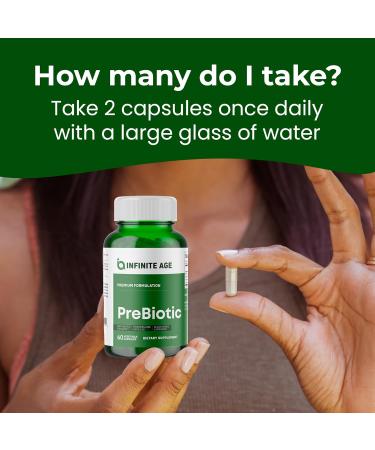 INFINITE AGE Prebiotic Capsules 60 Count - Premium FOS Pre-biotic Fiber Supplement with Chicory and Acacia - Digestive Health for Men Women - Buy Online on GoSupps.com