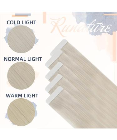 RUNATURE White Blonde Tape in Hair Extensions 24 Inch - 50g Human Hair Extensions #800 - Buy Online on GoSupps.com