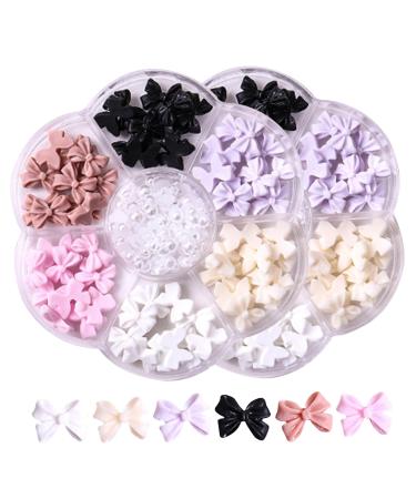 Bow Nail Charms Bow Charms for Nails Bow Nail Stickers 2Pack Colorful Bow Charms for Nail 3D Bow-Knot Nail Art Charms Colorful Nail Decorations Set for DIY Jewel Stones Nail Art Rhinestones 2 Style 2
