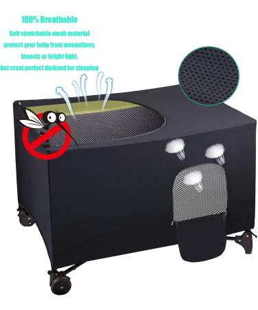 LLYWCM Crib Blackout Cover - Pack and Play Travel Crib Canopy - Stretchy Breathable Baby Netting Cover/Tent for Indoor or Outdoor Portable Playard to Sleeping or Play black 1 - Buy Online on GoSupps.com