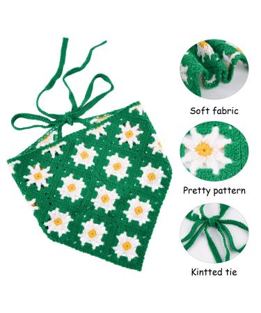Floral Crochet Hair Bandanas Set | Handmade Hippie Headbands | Knitted Triangle Hair Scarves - Buy Online on GoSupps.com