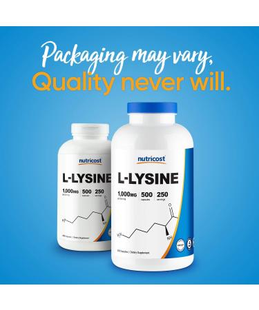 Nutricost L-Lysine 1000mg Per Serving 250 Servings 500 Capsules - Gluten Free Non-GMO 500mg Per Capsule (Pack of 2) - Buy Online on GoSupps.com