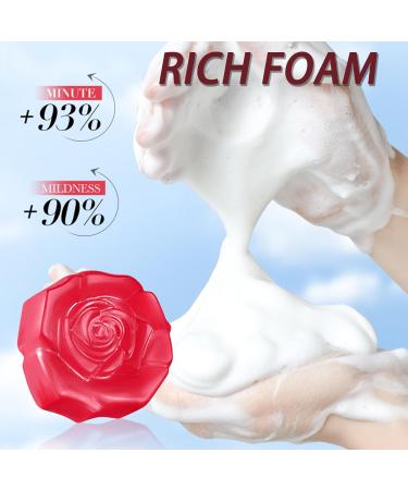 Rose Soap Handmade Soap Bar Natural Soap with Rose Essential Oil Facial Soap Bar Cleanser Suitable for All Skin Types Face & Body Cleansing Hydrating Moisturising Exfoliating Vegan & Residue-Free 1 - Buy Online on GoSupps.com