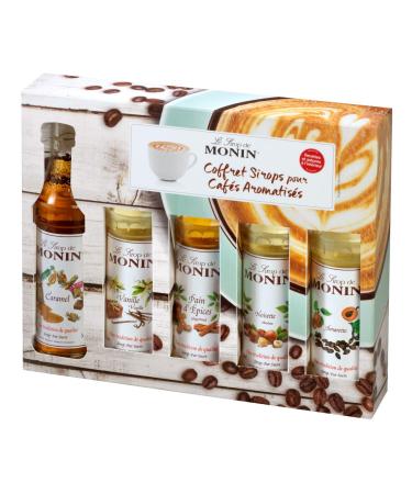 MONIN - Hot Drinks Box - Caramel Amaretto Toasted Hazelnut Gingerbread and Vanilla - 5x5cl