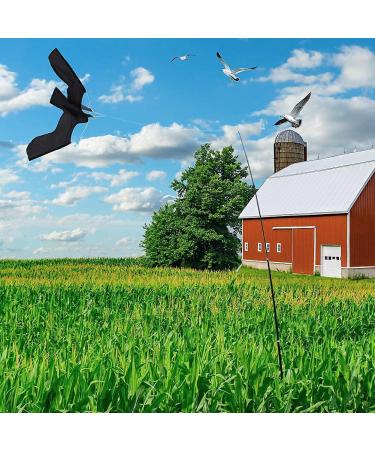 Cocoarm scarecrow dragon bird screw hawk as scarecrow bird scare bird defense kite with telescopic rod natural pest control protection against annoying birds black (7m)