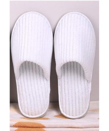 5 Pairs Disposable Hotel Slippers - Universal Size High Quality Anti-Slip Coral Fleece - Perfect for Guests & Parties | White | EU 40/41 - Buy Online on GoSupps.com