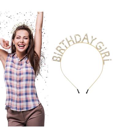 Sibba Happy Birthday Crown Tiara Party Accessory for Women and Girls - Gold Rhinestone Headband - Buy Online on GoSupps.com