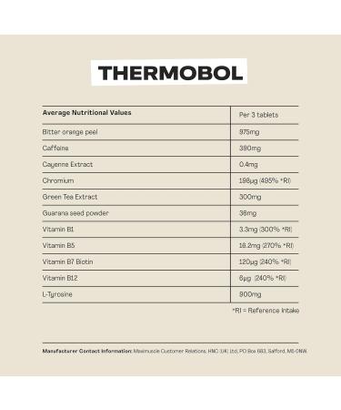 MaxiNutrition Thermobol Metabolism Supplement - Lean Muscle Support with Chromium, Biotin, Green Tea Extract & Caffeine - 90 Tablets - Buy Online on GoSupps.com