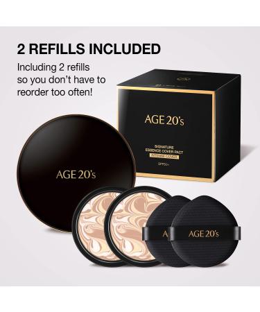 AGE 20's Signature Intense Sunscreen SPF 50+ Foundation Cushion Natural Dewy Finish - 21 Light Beige (Refill x2) - Buy Online on GoSupps.com