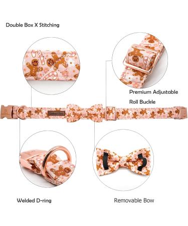 Lionheart Glory Christmas Dog Collar - Adjustable Soft Pink Fly Collars for Small Dogs | XS Gingerbread Man Design - Buy Online on GoSupps.com