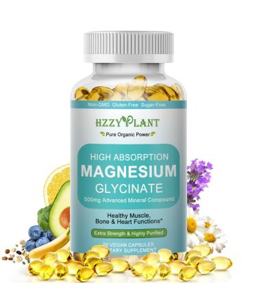 Magnesium Glycinate 500mg Softgels High Absorption Magnesium Supplement Softgel Capsules for Muscle Heart Sleep & Bone Support Stress Relief Nerve Health & Metabolism Non-GMO 2 Month Supply