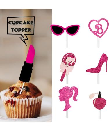 30Pcs Princess Hot Pink Cupcake Toppers and Pink Glitter Girls Cupcake Topper for Pink Girl Birthday Bridal Party Decorations Wedding Cake Decors 30pcs Pink Cupcake Toppers - Buy Online on GoSupps.com